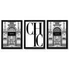 Set of 3 Chic Fashion Stores Framed Art Prints with Vermeer Black Frames