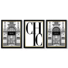 Set of 3 Chic Fashion Stores Framed Art Prints with Vermeer Black and Gold Frames