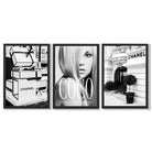 Set of 3 Chanel  Quote Fashion Framed Art Prints with Black Wooden Frames