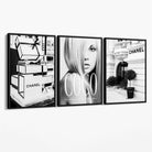 Set of 3 Chanel  Quote Fashion Canvas Art Prints with Black Float Frame