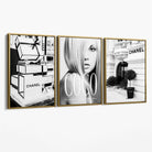 Set of 3 Chanel  Quote Fashion Canvas Art Prints with Gold Float Frame