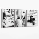 Set of 3 Chanel  Quote Fashion Canvas Art Prints with White Float Frame