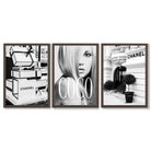 Set of 3 Chanel  Quote Fashion Framed Art Prints with Dark Wood Frames