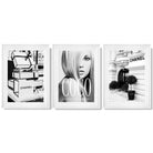 Set of 3 Chanel  Quote Fashion Framed Art Prints with Glossy White Frames