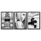 Set of 3 Fashion Iconic Framed Art Prints with Black Wooden Frames