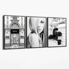 Set of 3 Fashion Iconic Canvas Art Prints with Grey Float Frame