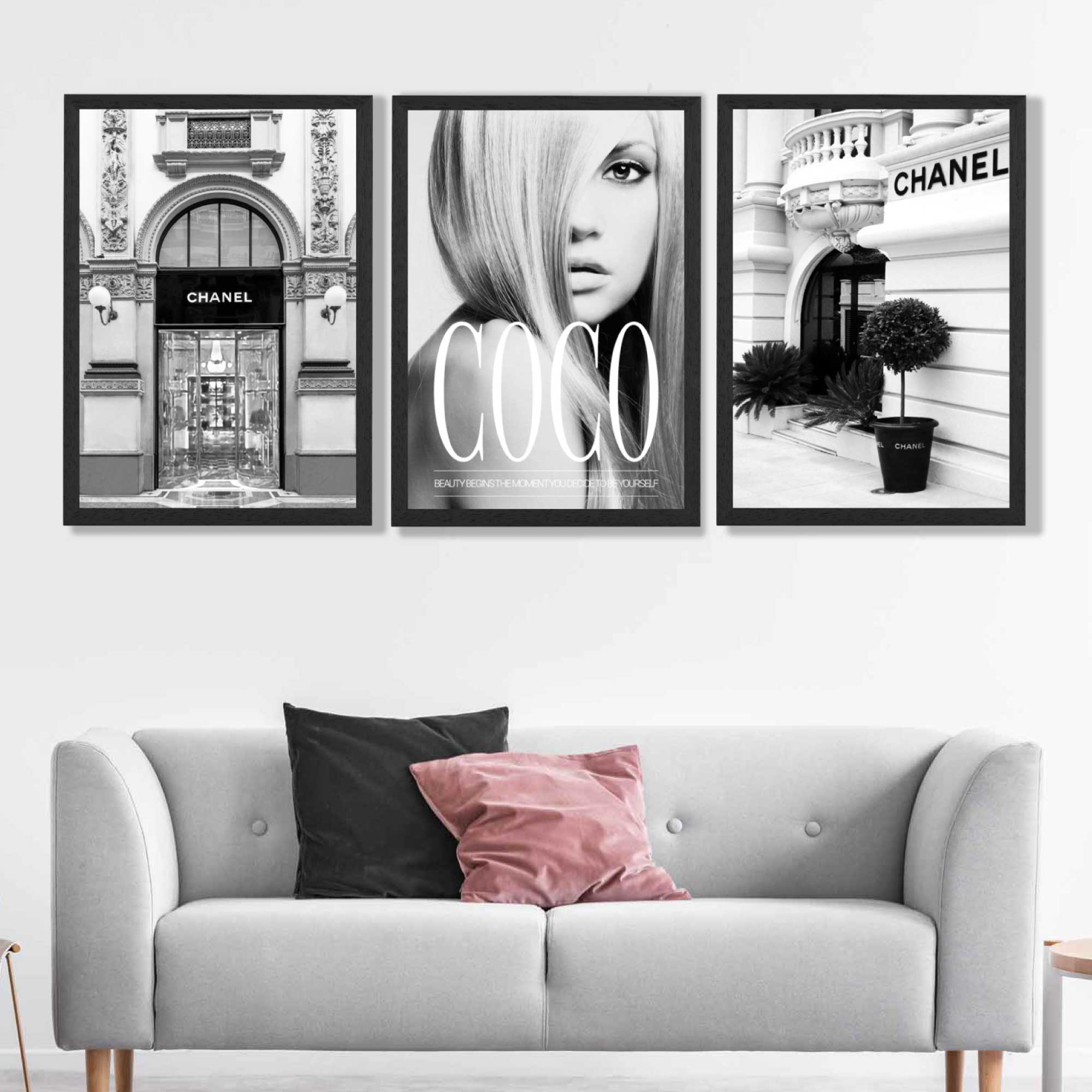 Set of 3 Fashion Iconic Art Prints in Black Frames | Artze UK