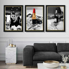 Set of 3 Audrey Hepburn Champagne and Lipstick Art Prints in Luxury Frames | Artze UK