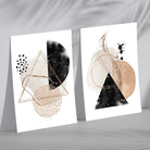 Beige and Black Abstract Shapes Set of 2 Art Prints