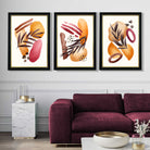 Abstract Autumn Tropical Set of 3 Art Prints in Luxury Frames | Artze UK