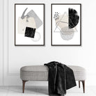 Grey  Black Abstract Shapes Art Posters Set | Artze Wall Art UK