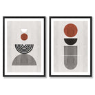 Modern Arches Grey and Black Set of 2 Art Prints with Black Frame