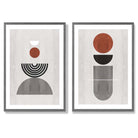 Modern Arches Grey and Black Set of 2 Art Prints with Dark Grey Frame