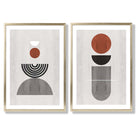 Modern Arches Grey and Black Set of 2 Art Prints with Gold Frame