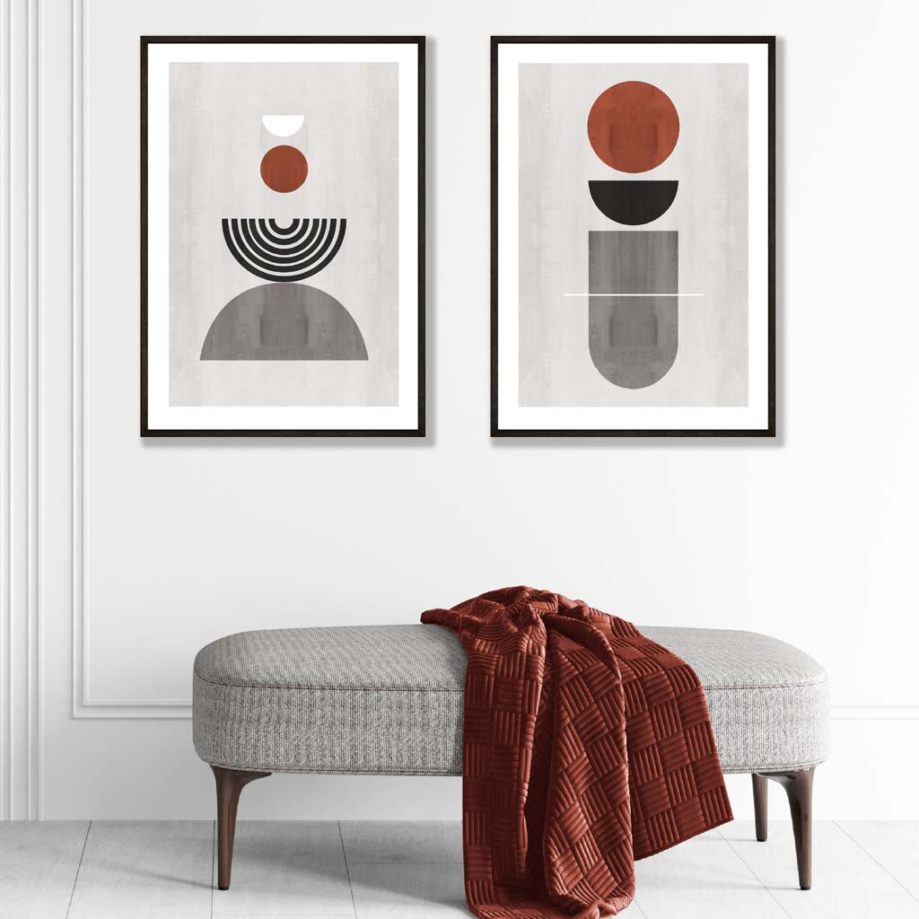 Modern Arches Grey Black Set of 2 Art Posters | Artze Wall Art UK