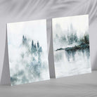 Teal Blue Forest Lake Framed Set of 2 Art Prints