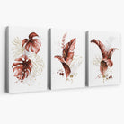 Set of 3 Terracotta Tropical Leaves Canvas Art Prints | Artze Wall Art