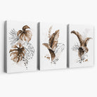 Set of 3 Brown Tropical Leaves Canvas Art Prints | Artze Wall Art