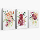 Set of 3 Orange and Purple Tropical Leaves Canvas Art Prints | Artze Wall Art