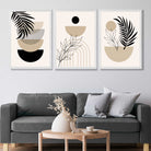 Set of 3 Boho Floral Beige and Black Art Prints in White Frames | Artze UK
