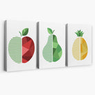 Set of 3 Geometric Red Yellow and Green Fruit Canvas Art Prints | Artze Wall Art