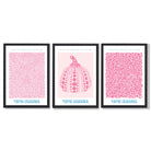 Yayoi Kusama Infinity in Pink Set of 3 Framed Art Prints with Black Wooden Frames