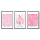Yayoi Kusama Infinity in Pink Set of 3 Framed Art Prints with Dark Grey Wooden Frames
