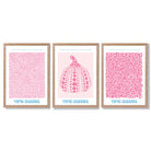 Yayoi Kusama Infinity in Pink Set of 3 Framed Art Prints with Light Oak Frames