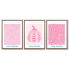 Yayoi Kusama Infinity in Pink Set of 3 Framed Art Prints with Light Walnut Frames