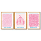 Yayoi Kusama Infinity in Pink Set of 3 Framed Art Prints with Oak Wooden Frames