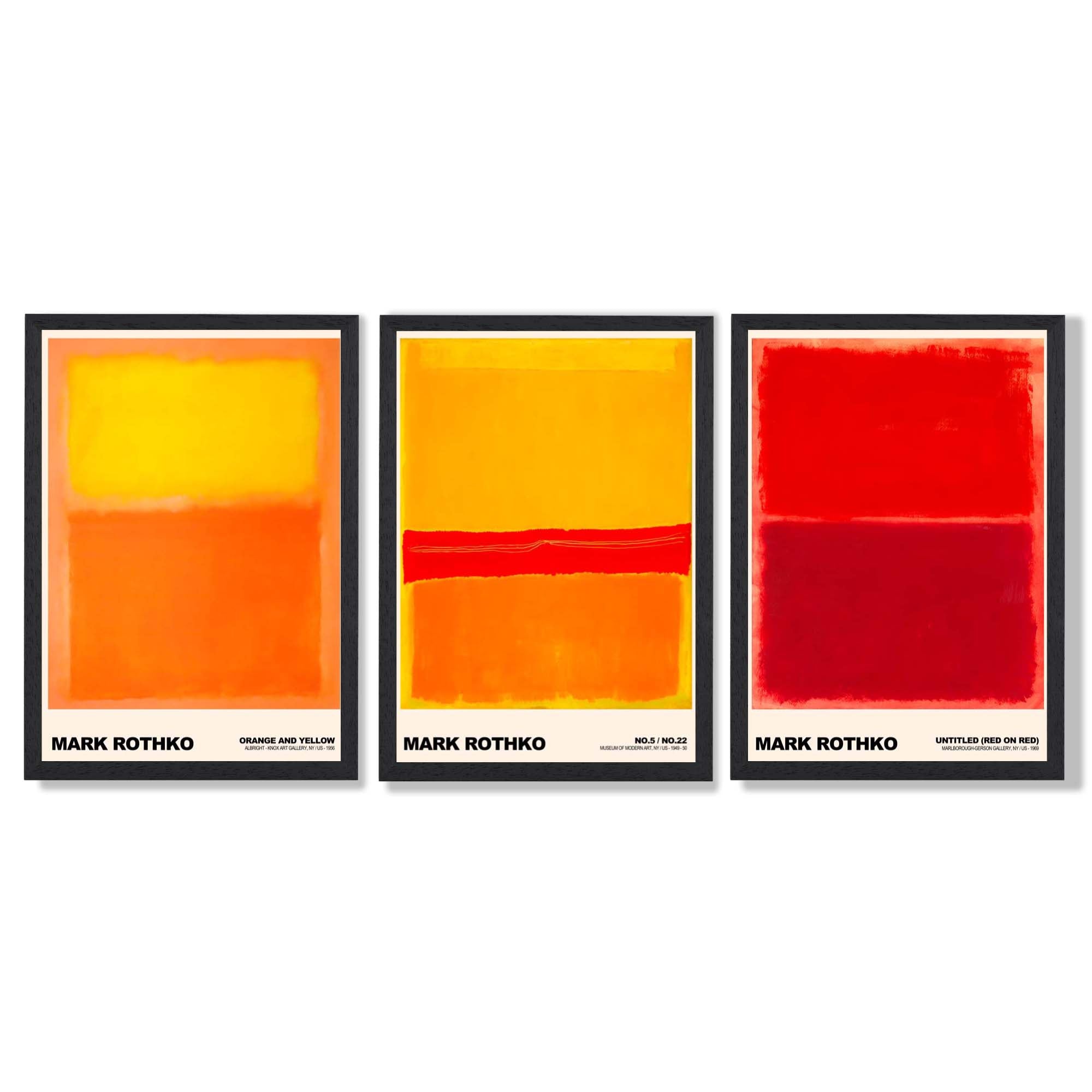 Mark Rothko Sunsets in Yellow and Red Framed Art Prints with Black Wooden Frames