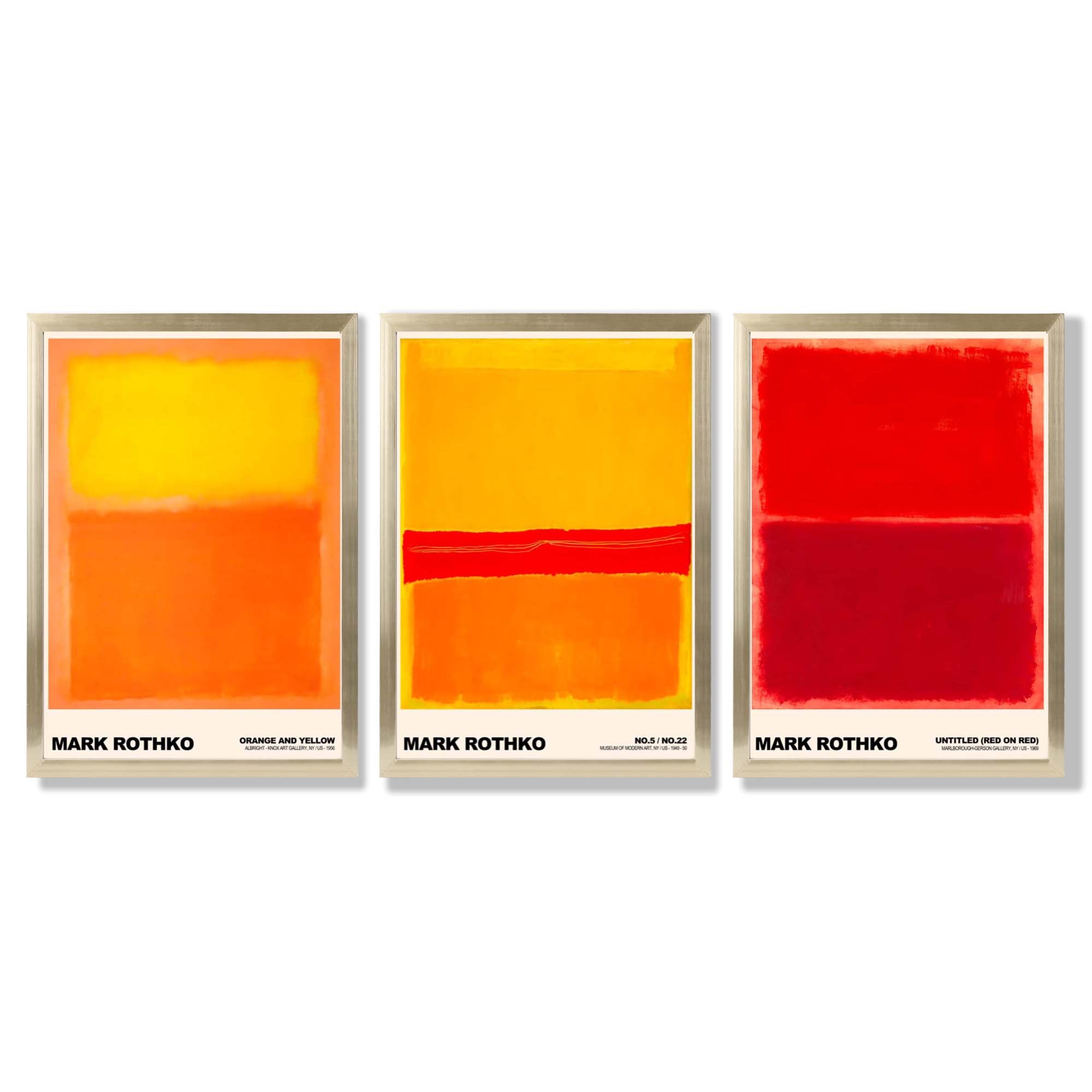 Mark Rothko Sunsets in Yellow and Red Framed Art Prints with Gold Wood Frames
