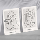 Picasso Faces Sketch Beige Framed Set of 2 Art Prints