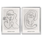 Picasso Faces Sketch Beige Set of 2 Art Prints with Silver Frame