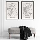 Picasso Faces Sketch Beige Set of 2 Art Print | Artze Wall Art UK