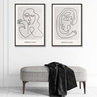 Picasso Faces Sketch Beige Set of 2 Art Poster | Artze Wall Art UK