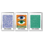 Yayoi Kusama Ocean Eyes in Blue and Green Framed Art Prints with Silver Wood Frames
