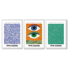 Yayoi Kusama Ocean Eyes in Blue and Green Framed Art Prints with White Wooden Frames