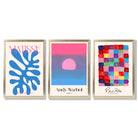 Matisse Warhol Klee in Pink and Blue Gallery  Framed Art Prints with Gold Wood Frames
