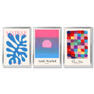 Matisse Warhol Klee in Pink and Blue Gallery  Framed Art Prints with Silver Wood Frames