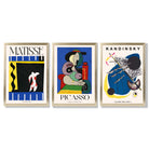 Matisse Picasso Kandinsky Modern Masters Set of 3 Framed Art Prints with Gold Wood Frames