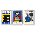 Matisse Picasso Kandinsky Modern Masters Set of 3 Framed Art Prints with Silver Wood Frames