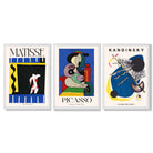 Matisse Picasso Kandinsky Modern Masters Set of 3 Framed Art Prints with White Wooden Frames