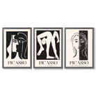 Picasso Beige and Black Abstract People Framed Art Prints with Dark Grey Wooden Frames