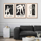 Picasso Beige and Black Abstract People Art Prints in Oak Frames | Artze UK