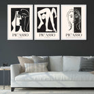 Picasso Beige and Black Abstract People Art Prints in White Frames | Artze UK