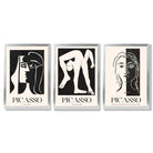 Picasso Beige and Black Abstract People Framed Art Prints with Silver Wood Frames