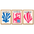 Matisse Floral Cut Outs in Pink and Blue Framed Art Prints with Oak Wooden Frames