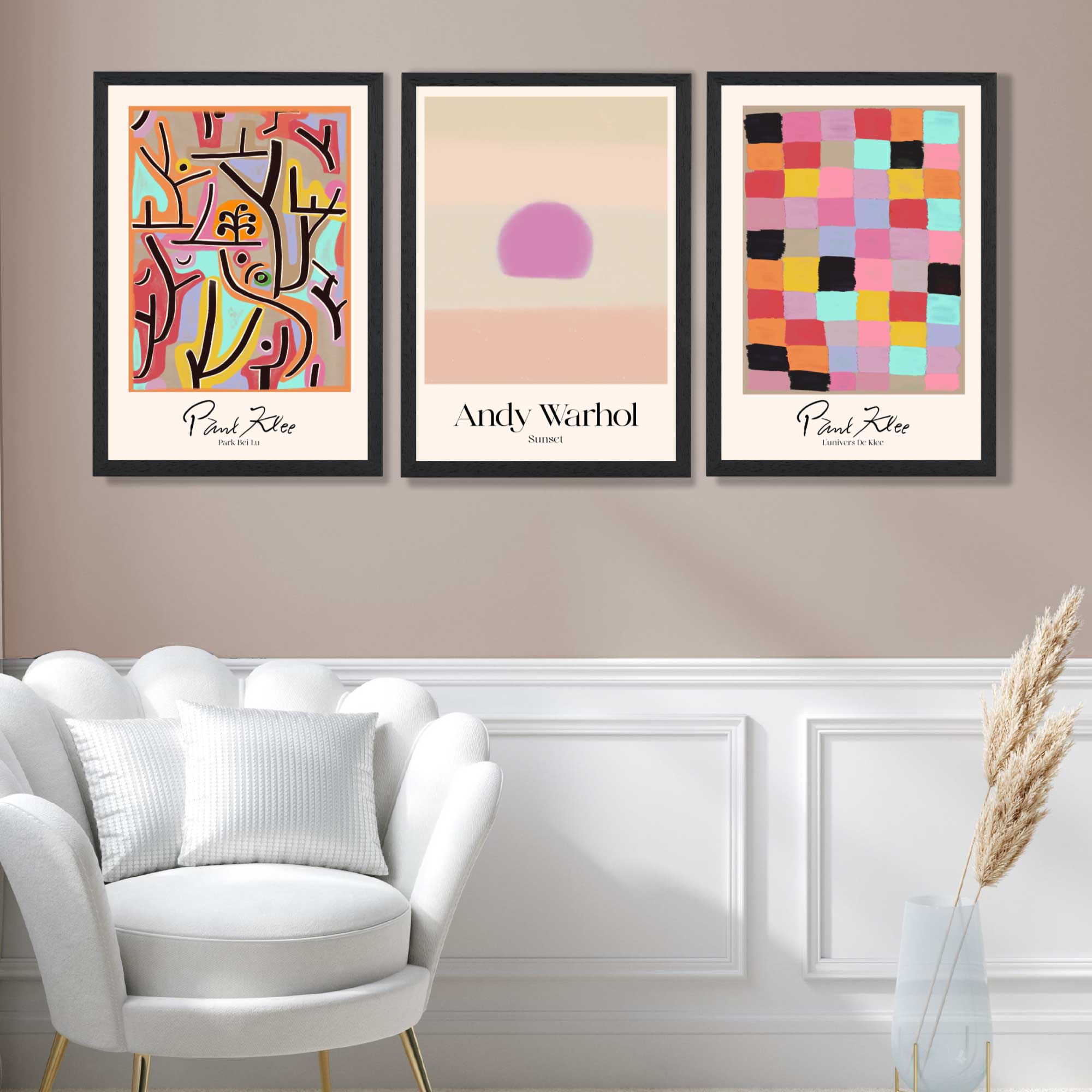 Paul Klee and Andy Warhol Contemporary Abstract Art Prints in Black Frames | Artze UK