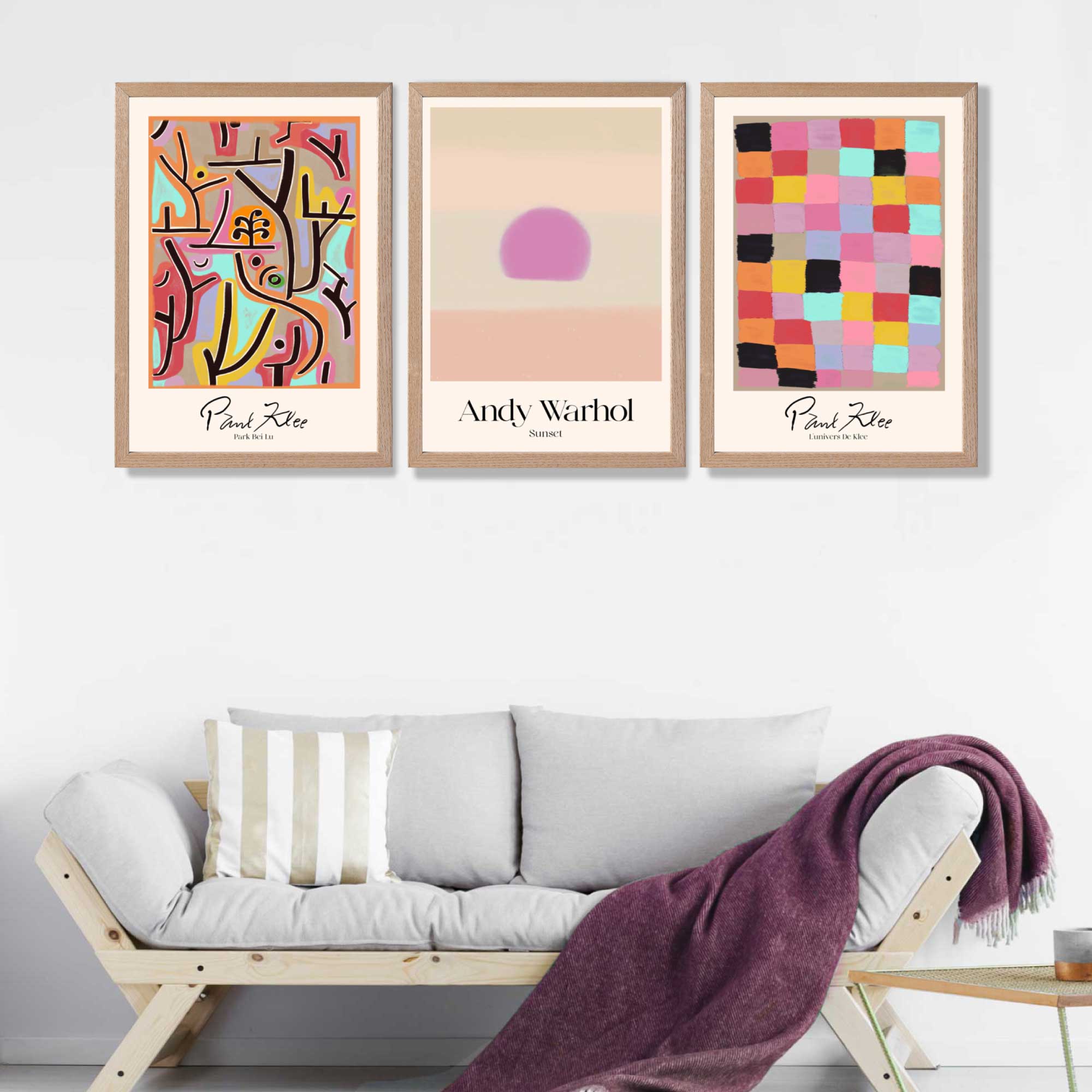 Paul Klee and Andy Warhol Contemporary Abstract Art Prints in Oak Frames | Artze UK